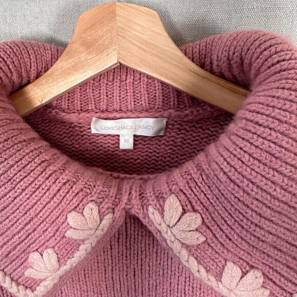 LoveShackFancy Union Collared Pullover in Rose Blush Size XS - Picture 10 of 16